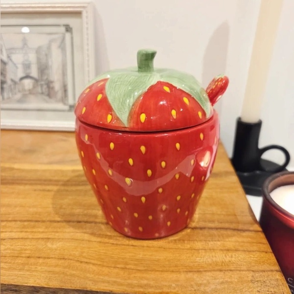 Strawberry Design Ceramic Sugar Bowl